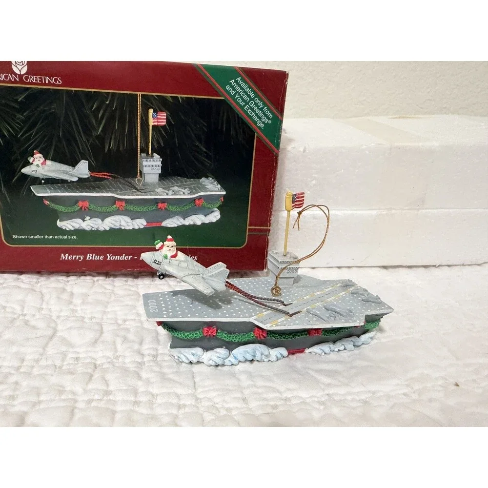 Rare 2000 American Greeting Fifth in Series Navy Ship Military Santa Ornament